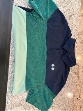 Under Armour Navy & green Colorblock playoff Polo size S